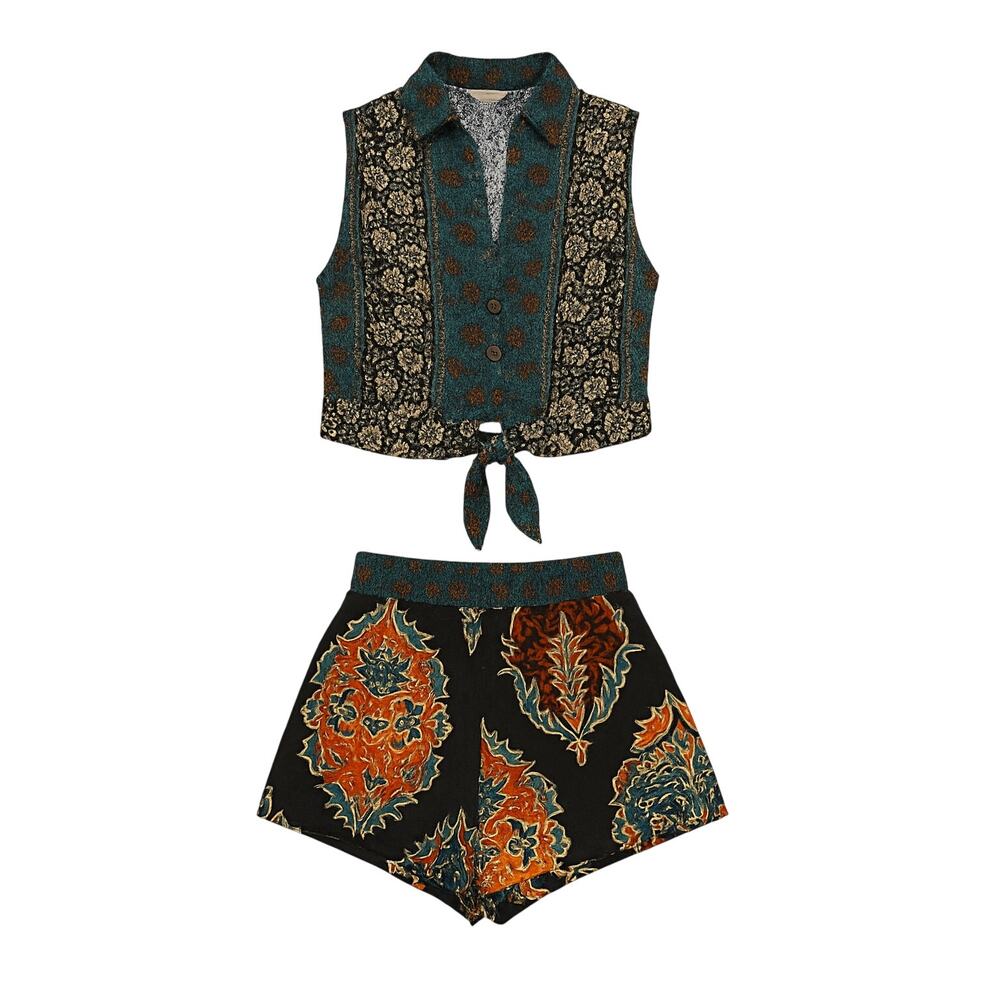 Boteh Boho Matching Shorts & Top Set Size Xs - image 1